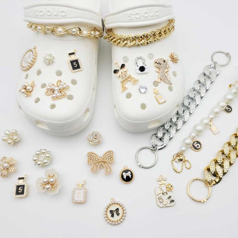Bộ Phụ Kiện Trang Trí Giày Crocs - Phong Cách Sang Trọng, Nữ Tính (Set Phụ Kiện Flora Đính Đá)